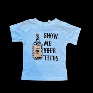 Blue Short Sleeve Tee with Black Graphic Design